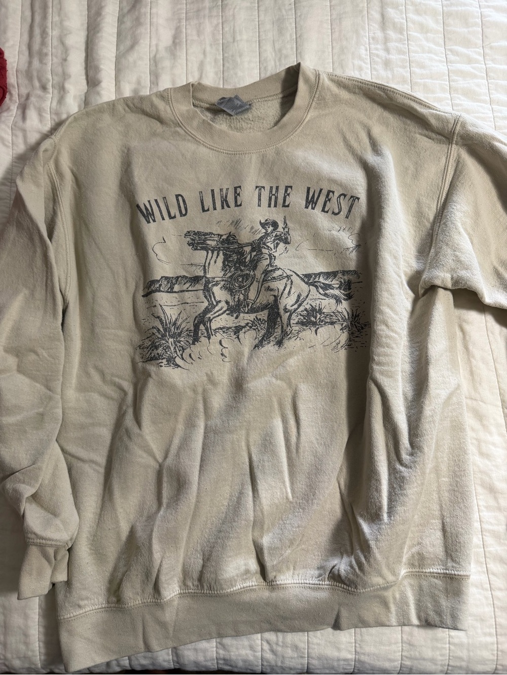 Wild Like The West Graphic Crewneck Sweater - Beige